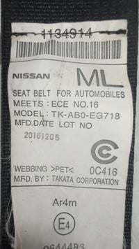 2017 Left Rear Seat Belt, 2017, Nissan, X | Trail, ST, T32