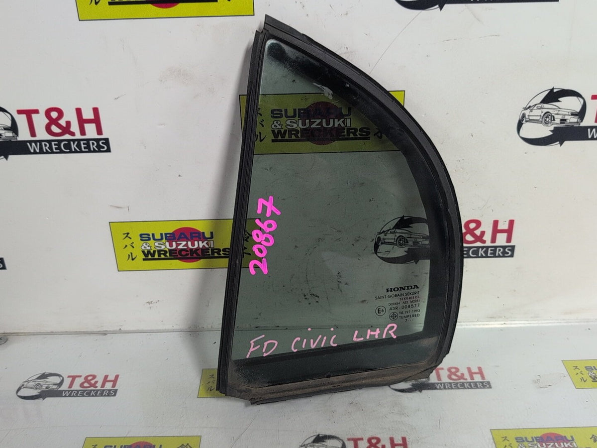 2006-2011 Honda Civic FD - Left Rear Quarter Door Glass