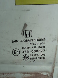 2009 2009 Honda Accord CP Left Rear Door Glass